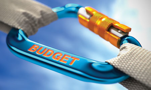 Bigstock Blue Carabiner With Word Budge 107804936