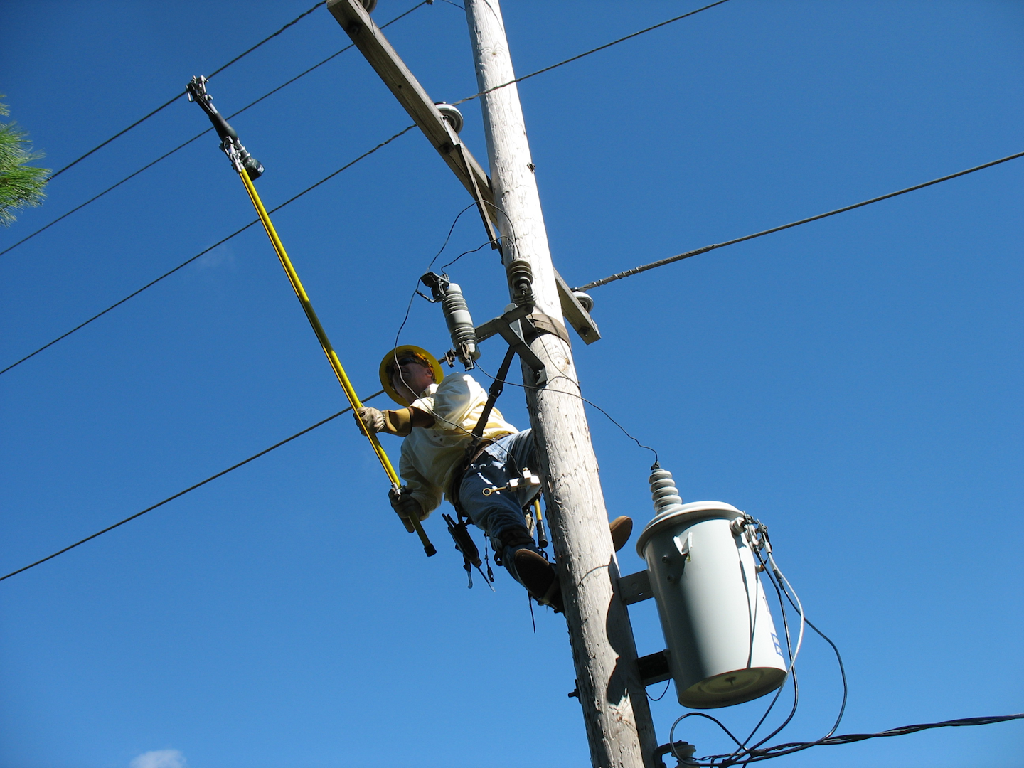 Lineman safety Hot Stick for use with inline battery tools Utility