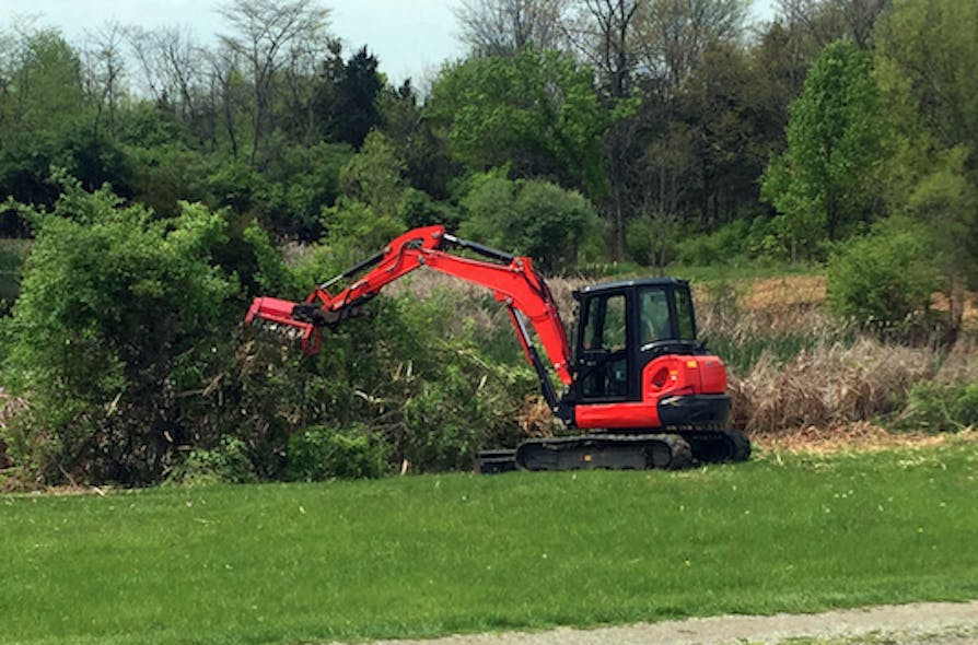 Construction equipment Excavator Bull Hog mulching attachment for midi size excavators