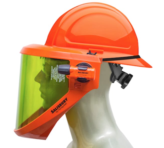Arc flash protection Full brim hard hat/face shield introduced