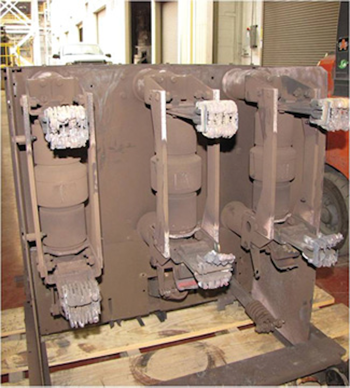 On May 23, 2009, a power plant in the Midwest experienced a severe arc-flash incident. The incident occurred while racking in a closed Siemens 15-kV GMI breaker with a faulty interlock. When the (closed) breaker contacted the bus, a large arc flash occurred. The breaker was being racked in remotely (wireless); the operators were in another room and there were no injuries of any kind. The RRS-1 was used after the arc-flash incident to remove the damaged GMI from the cell for evaluation. Plant personnel who were present are convinced that lives were saved that day.