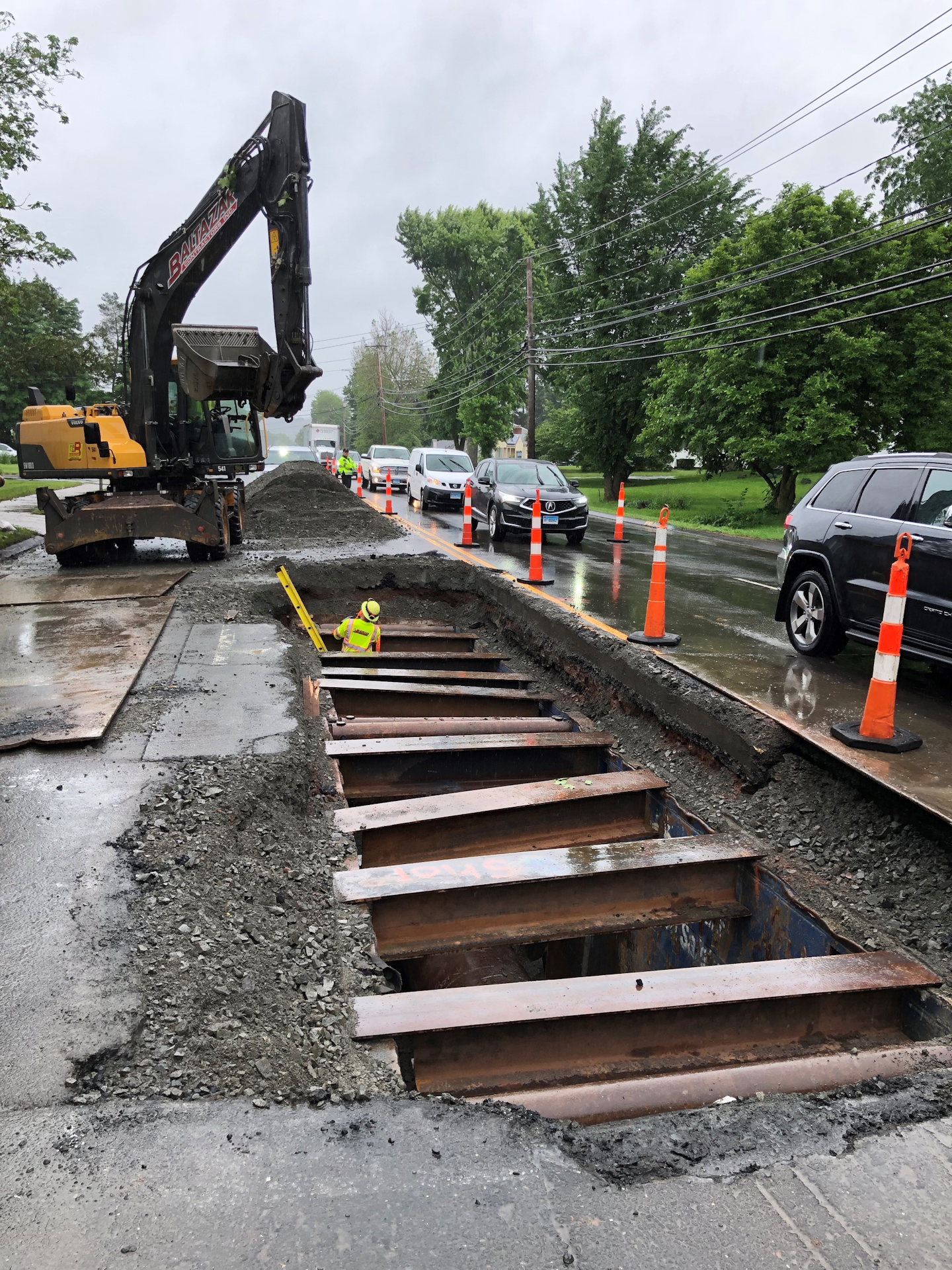Crews could only work on the road from 8:00 a.m. until 3:00 p.m. and had to pave over their trenches at the end of every day.