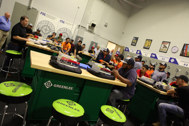Students in an FSG classroom participate in GreenApple Labs, a hands-on curriculum series designed to give students the necessary skillsets to become an electrician. This is one of nine FSG learning centers across the U.S. that utilize training from GreenApple Labs, the National Center for Construction Education and Research, and on-the-job training.